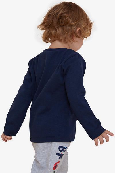 Breeze Boy's Long Sleeve T-Shirt with Text Printing, Age 1-4, Navy Blue