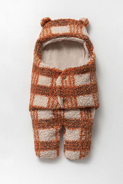Cassiope Eared Plaid Outer Swaddle Booties Sleeping Bag Wellsoft Baby Boy Blanket