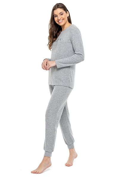 Mod Collection 3981 Set de pijamale cu mânecă lungă, gri Melange, cu gât rotund -grimelange