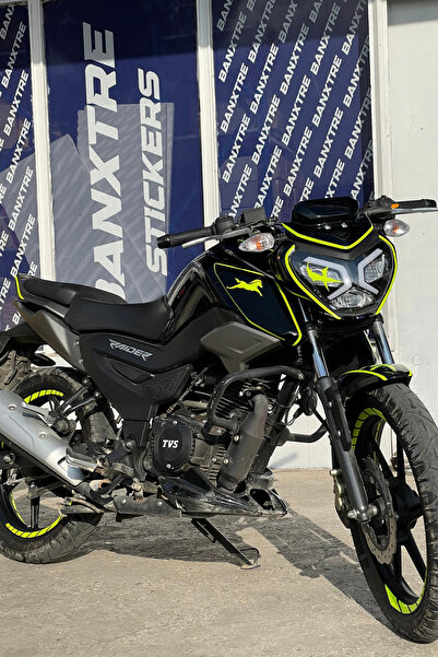 Banxtre مجموعة ملصقات ملصقات كاملة باللون الأصفر النيون لـ TVS Raider 125 (17...