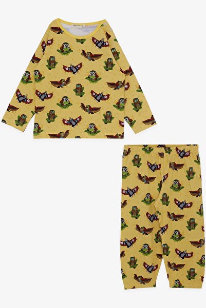 Breeze Girls & Boys Boy's Pajama Set, Cute Owl Patterned, Age 1-4, Yellow