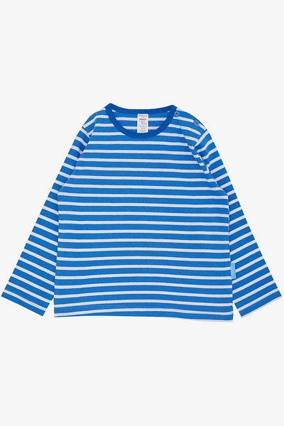 Breeze Baby Boy Long Sleeve T-Shirt Placket Striped 9 Months-3 Years, Saks Blue
