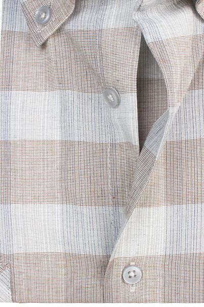 Varetta Ανδρικό μακρυμάνικο πουκάμισο Milk Brown Beige Plus Size με διπλή τσέπη
