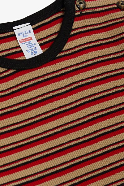 Breeze Baby Boy Long Sleeve T-Shirt Patchwork Striped 9 Months-3 Years, Mixed Color