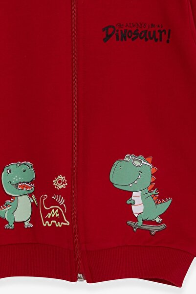 Breeze Boy's Cardigan Skateboard Dinosaur Printed 1-4 Years, Red