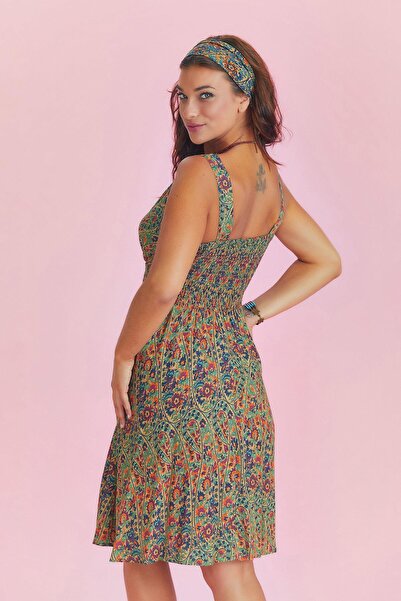 Los banditos Μποέμ κοντό φόρεμα με λουράκι