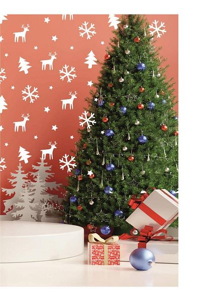 Lizpo Decor New Year Christmas Themed Window Glass Sticker Decoration 136 Pieces White