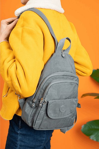 modvina Αυθεντική Crinkle Fabric Grey Bag - Τσάντα πλάτης και Bady Bag Κορυφαίας ποιότητας