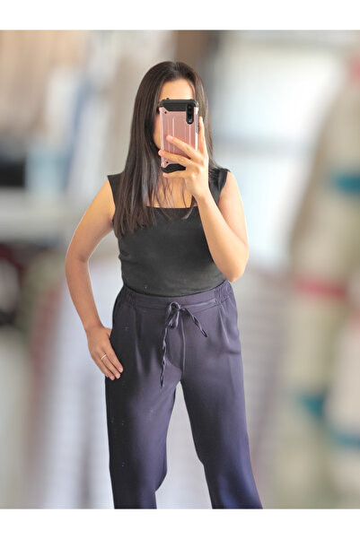 Sublime Butik Pantaloni de damă din țesătură lejeră cu talie elastică