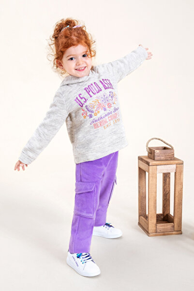 U.S. Polo Assn. Ροζ πλεκτό παντελόνι για κορίτσι