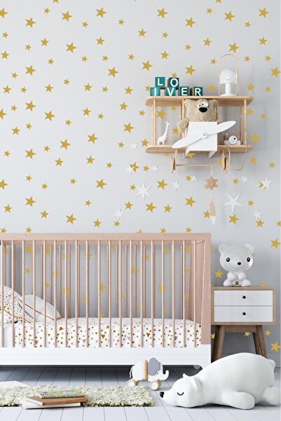 Lizpo Decor Gold Yıldız Duvar Sticker 3-4-5 Cm 130 Adet Bebek Ve Çocuk Odası ...