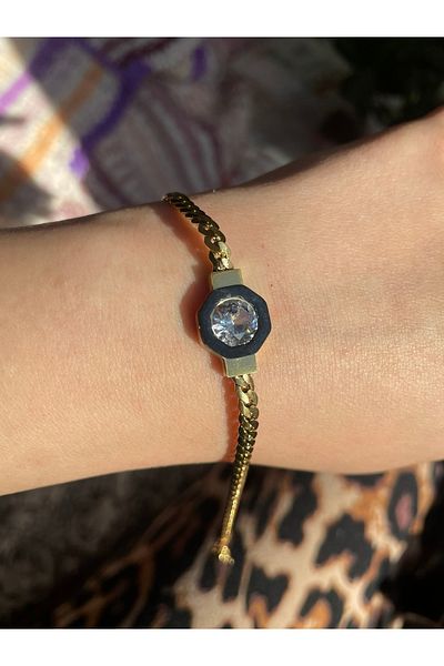 OSAY 316L Steel Gold Color Zircon Stone Enamel Italian Chain Serenay Bracelet