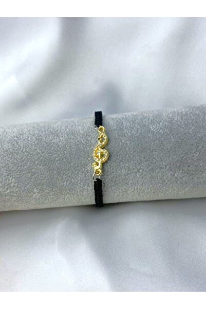 Herşey Nota سوار قابل للتعديل من حجر الزركون الأسود - مفتاح ربط يسار برباط
