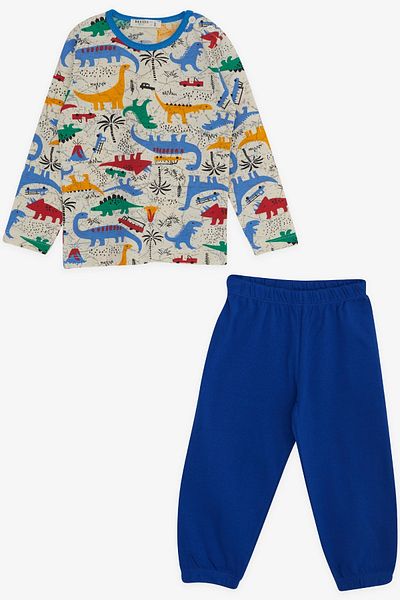 Breeze Baby Boy Pajama Set, Dinosaur Patterned, 9 Months-3 Years, Cream