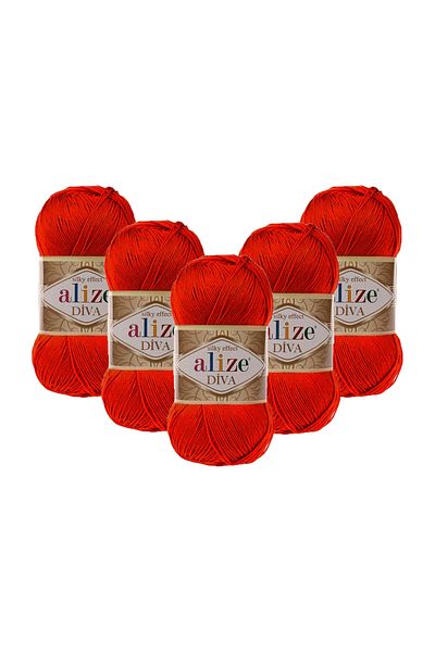 Alize خيوط الحياكة اليدوية ديفا 100 جرام. عبوة من 5 قطع (100 جرام × 5 قطع)