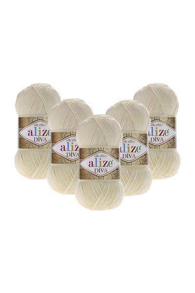 Alize Diva Hand Knitting Yarn 100 Gr. Pack of 5 (100GR X 5 PCS)