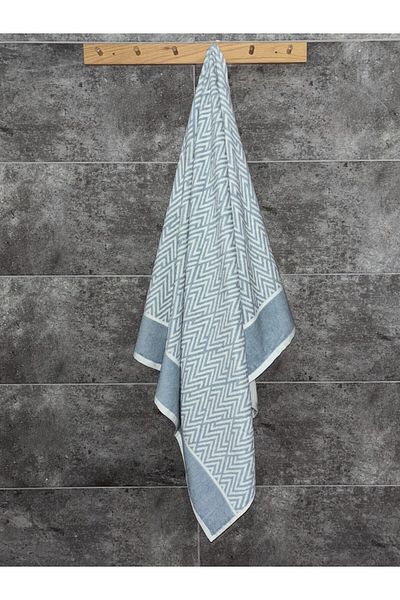 Sevim Prosop de baie cu model geometric - dungi și absorbție mare de apă - 100% bumbac - 90x150 cm - Indigo