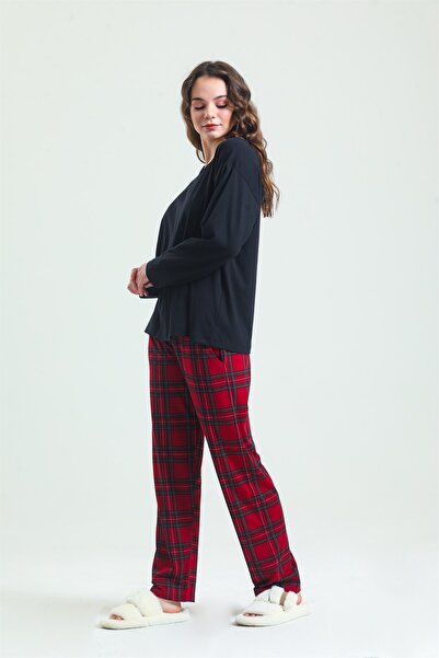 Magic Form 19865 Women's Long Sleeve Pajama Set-Burgundy