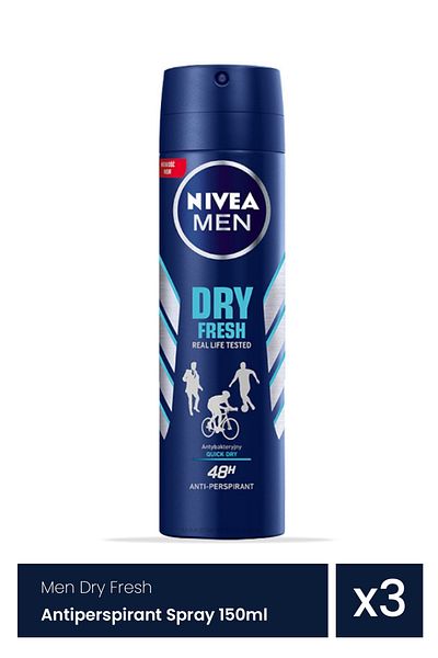 NIVEA Nivea Men Dry Fresh αντιιδρωτικό σπρέι 3 τεμάχια x 150ml