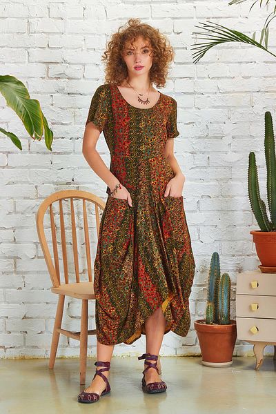 Los banditos Authentic Pool Collar Half Sleeve Long Dress