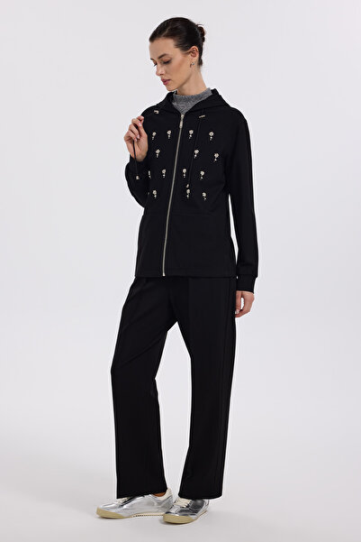 Ekol Stone Flower Decorated Cardigan