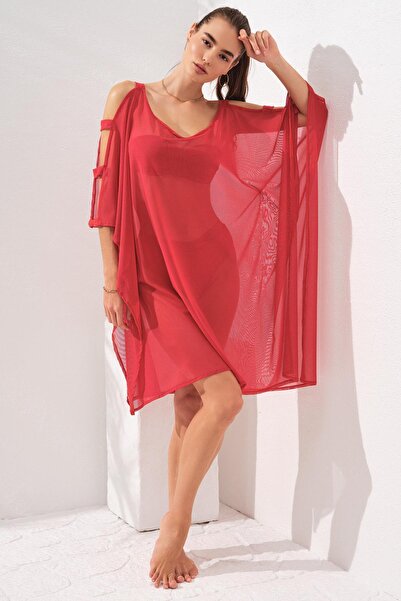 Pierre Cardin Τουνίκ με λεπτομέρεια από λουράκι στο μανίκι, Παρεό Κόκκινο 231802