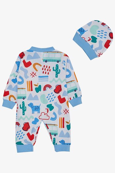 Breeze Baby Boy Booties Jumpsuit Patterned Puppy Printed 0-6 Months, White
