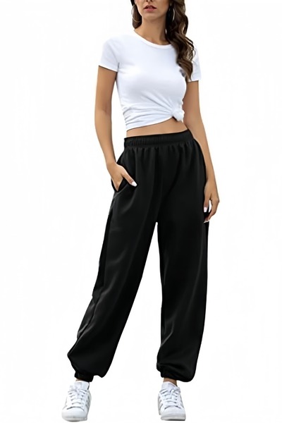 coder Μαύρη φόρμα oversize με ελαστικά πόδια