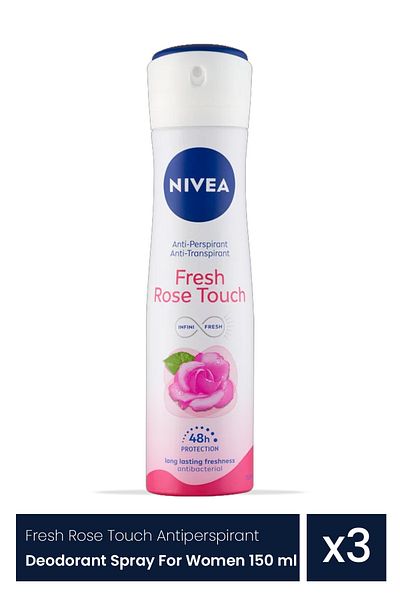 NIVEA Nivea Fresh Rose Touch αντιιδρωτικό αποσμητικό σπρέι για γυναίκες 3 τεμάχια x 150 ml