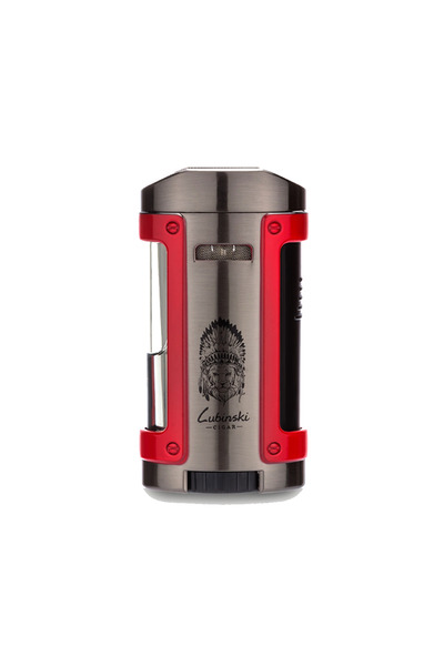 Lubinski Sehpalı Kılıflı Dört Torch Puro Çakmağı Gunmetal-Kırmızı