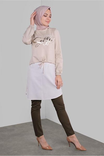 Alvina 41230 Model Printed and Lace-Up Tunic