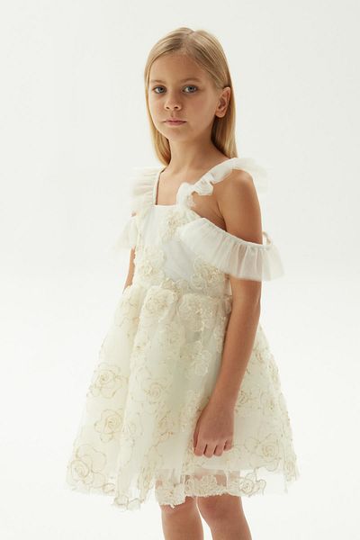 Tyess Bg Store - Ecrufarbenes Kleid für Mädchen