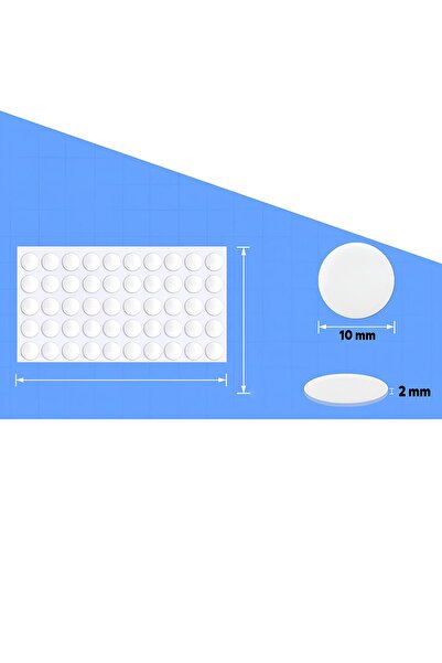 NZB Beyaz Eva Bazlı Darbe Ses Kapı Stoperi Keçe Yapışkanlı 10 mm (50'li PAKET) Dolap Kapak Çekmece Daire