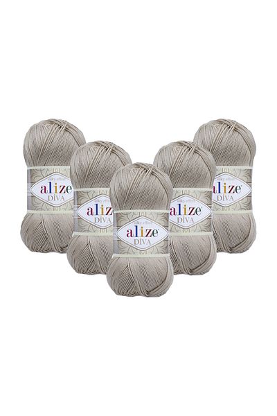 Alize Diva Hand Knitting Yarn 100 Gr. Pack of 5 (100GR X 5 PCS)