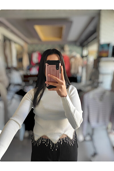 Sublime Butik Γυναικεία μακρυμάνικη μπλούζα με λεπτομέρεια με αλυσίδα μέσης