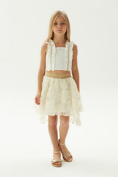 Tyess Bg Store Girl's Ecru Skirt