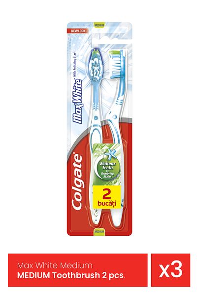 Colgate Max White Medium MEDIUM Toothbrush 2 pcs. x 3 pieces