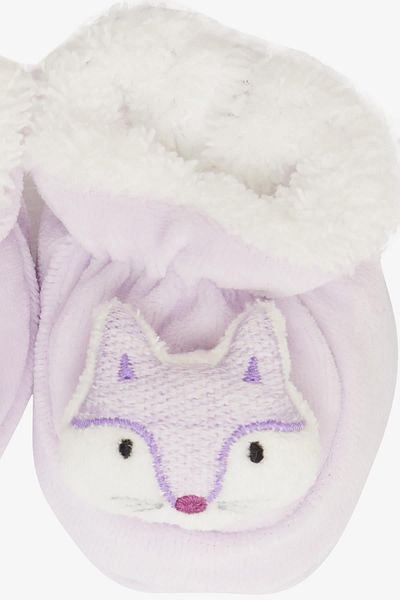 Minidamla Lilac Velvet Cute Baby Girl Slippers - With Fox Accessory