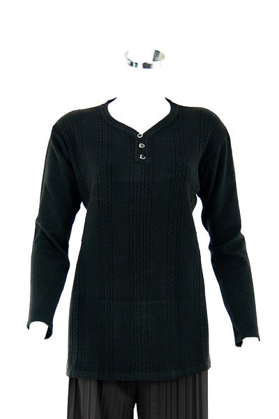 Oppland Pulover țesut Kardelen din bumbac lycra cu guler cu pere de iarnă negru
