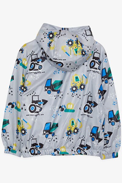 Breeze Girls & Boys Boys' Raincoat Cheerful Construction Machinery Patterned 1-5 Years Old, Gray
