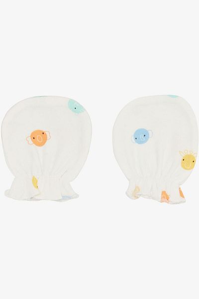 Breeze Ecru Colored Newborn Baby Gloves - Animal Pattern