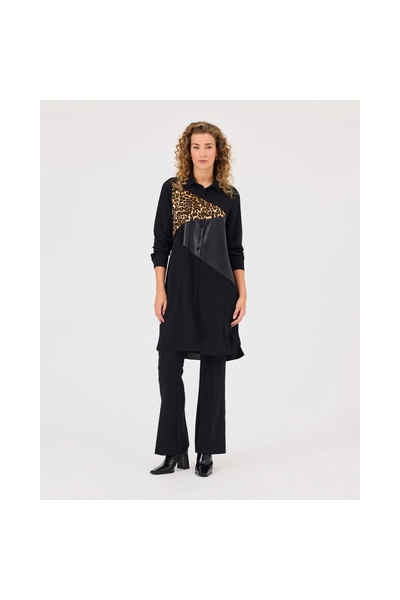 SEÇİL Seçil Kadın Leopar Desen Düğmeli Gömlek Tunik 10002421211036