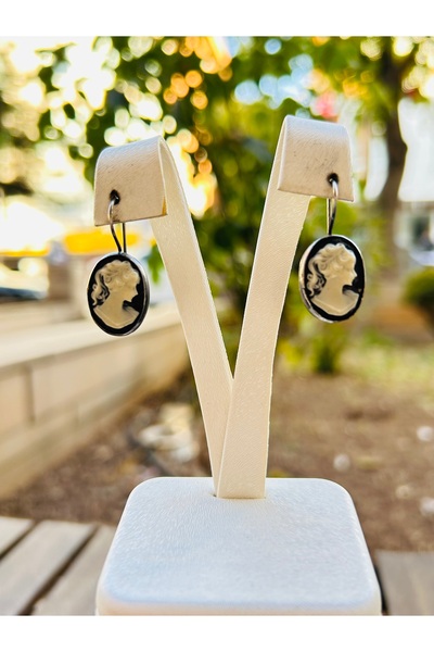 Luna Antika Cameo Madalyon Gümüş Küpe