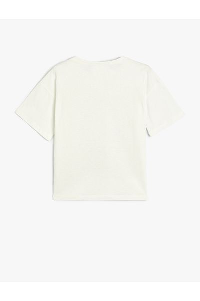 Koton Cat Printed Cotton Short Sleeve T-Shirt - Crew Neck
