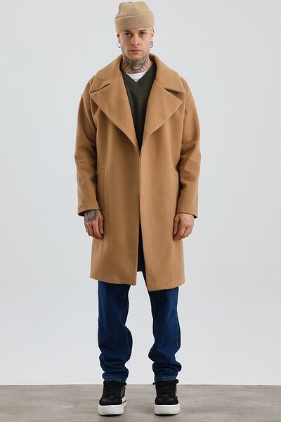 MADZEYMODA Ανδρικό παλτό με διπλό στήθος μπισκότο χρώματος σφραγίδα Premium Mz56123