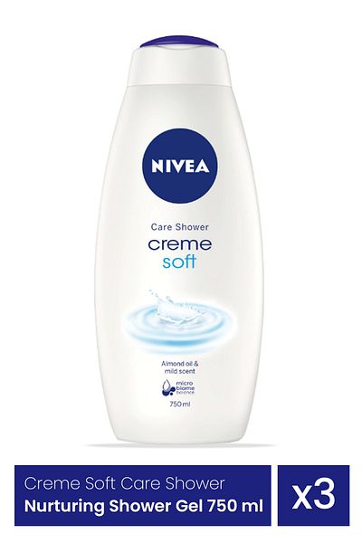 NIVEA Creme Soft Care Shower Nurturing Shower Gel 3 Pieces x 750 ml
