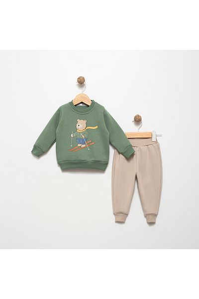 Favo Kids Boy's Beige Suit - Printed, Cotton, Raster, 3 Rope Fv-15801