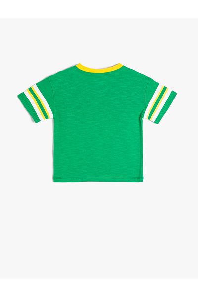 Koton Tricou cu mânecă scurtă, cu temă sportivă, cu imprimeu brazilian, cu gât crew