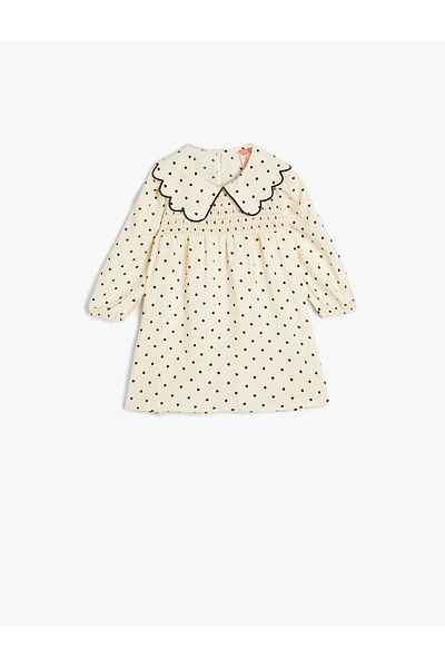 Koton Viscose Dress Polka Dot Baby Collar Ruffle Long Sleeve
