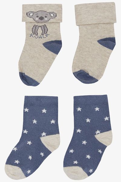 Katamino Koala Printed Baby Boy Socks - 2-Piece Cute, Mixed Color, 0-24 Months